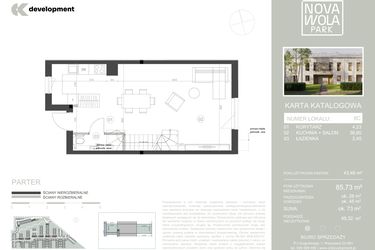 Rzut - Dom na sprzedaż 4 pokoje o powierzchni 85,73 m² - numer 8C w Nova Wola Park II