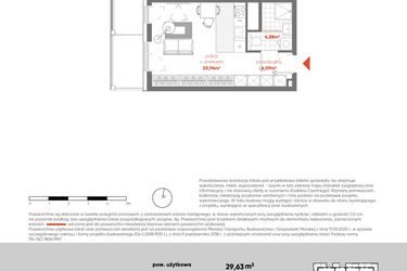 Rzut - Mieszkanie na sprzedaż 1 pokój o powierzchni 29,63 m² - numer F.02.07 w Pierwsza Dzielnica - etap III