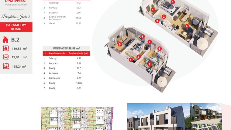 Rzut - Dom na sprzedaż 4 pokoje o powierzchni 119,8 m² - numer B.2 w Osiedle Przytulne Janki II etap 2