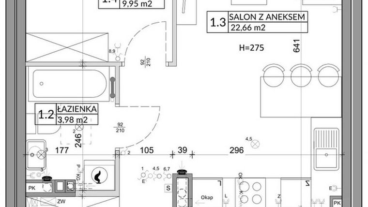 Rzut - Mieszkanie na sprzedaż 3 pokoje o powierzchni 56,89 m² - numer 85B w Osiedle Młodych etap VI