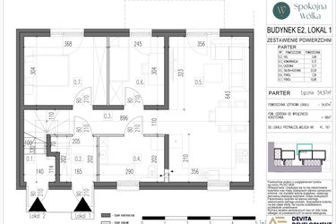 Rzut - Mieszkanie na sprzedaż 3 pokoje o powierzchni 54,97 m² - numer E2.1 w Spokojna Wólka etap V