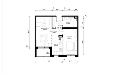 Rzut - Mieszkanie na sprzedaż 2 pokoje o powierzchni 48,05 m² - numer E.4.26.2k w Art.Teo etap 3
