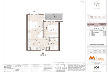 Rzut - Mieszkanie na sprzedaż 2 pokoje o powierzchni 35,24 m² - numer A.01.07 w Takt Lirników