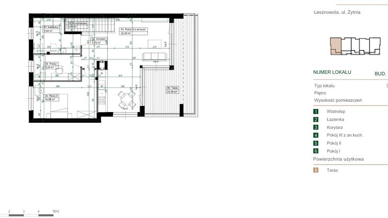 Rzut - Mieszkanie na sprzedaż 3 pokoje o powierzchni 74,17 m² - numer 10.2 w Green Ville