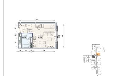 Rzut - Mieszkanie na sprzedaż 1 pokój o powierzchni 30,05 m² - numer 1/4/8/1a w Gwarna