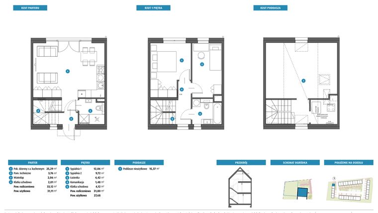 Rzut - Dom na sprzedaż 3 pokoje o powierzchni 65,39 m² - numer 16b w Leszczyńskiego 25
