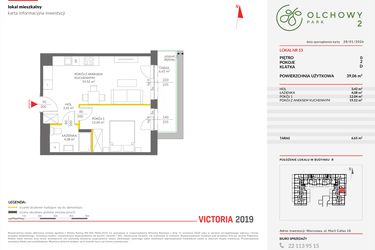 Rzut - Mieszkanie na sprzedaż 2 pokoje o powierzchni 39,03 m² - numer B.53 w Olchowy Park II