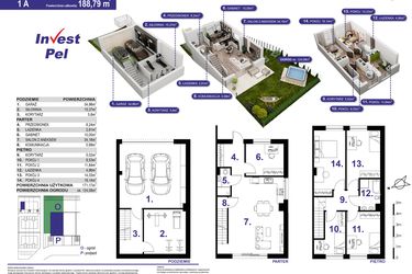 Rzut - Dom na sprzedaż 6 pokoi o powierzchni 188,79 m² - numer 1A w Villa Park Gdańsk etap III