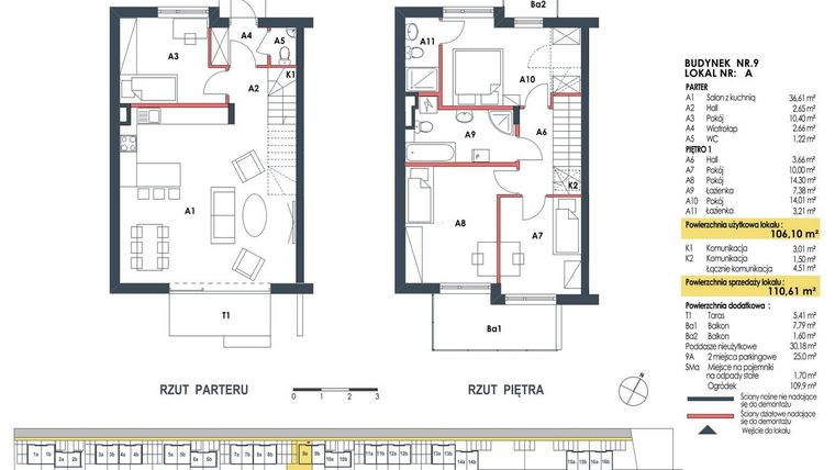 Rzut - Dom na sprzedaż 5 pokoi o powierzchni 110,25 m² - numer 9a w Waw.Re