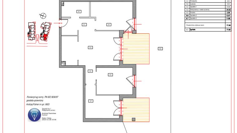 Rzut - Mieszkanie na sprzedaż 4 pokoje o powierzchni 77,98 m² - numer B.6 w Villa Verona Mielno
