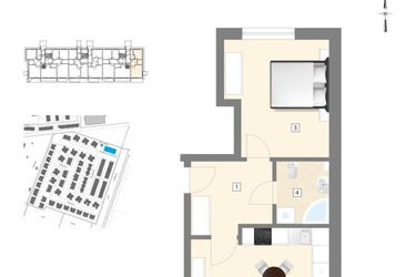 Rzut - Mieszkanie na sprzedaż 2 pokoje o powierzchni 47,66 m² - numer A1 w Błękitne Aleje Etap XV