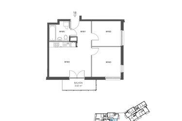 Rzut - Mieszkanie na sprzedaż 3 pokoje o powierzchni 50,41 m² - numer 18 w Wzgórze Krzemionki II