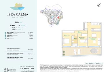 Rzut - Mieszkanie na sprzedaż 2 pokoje o powierzchni 69 m² - numer CAV-MS-5144 w Isea Calma - Aguilas