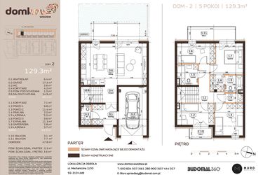 Rzut - Dom na sprzedaż 5 pokoi o powierzchni 129,3 m² - numer 2 w Domkove Widzew etap 2