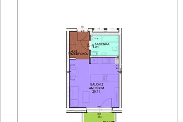 Rzut - Mieszkanie na sprzedaż 1 pokój o powierzchni 29,38 m² - numer A14 w Osiedle Zuchów