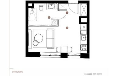Rzut - Mieszkanie na sprzedaż 1 pokój o powierzchni 25,87 m² - numer 2.05.11 w Katowicka Residence