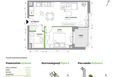 Rzut - Mieszkanie na sprzedaż 2 pokoje o powierzchni 41,9 m² - numer AA0305/4 w M Bemowo
