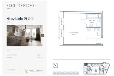 Rzut - Mieszkanie na sprzedaż 1 pokój o powierzchni 31,25 m² - numer M.6 w Stare Podgórze
