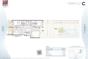Rzut - Mieszkanie na sprzedaż 3 pokoje o powierzchni 226,8 m² - numer PB-BL2-C w Miami Towers