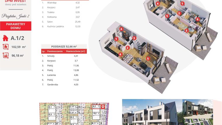 Rzut - Dom na sprzedaż 4 pokoje o powierzchni 102,5 m² - numer A.1/2 w Osiedle Przytulne Janki II etap 2