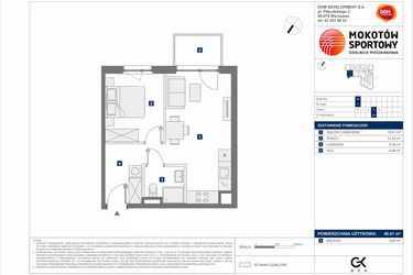 Rzut - Mieszkanie na sprzedaż 2 pokoje o powierzchni 40,01 m² - numer D.24 w Mokotów Sportowy 1.1B