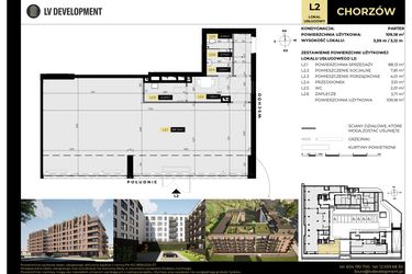 Rzut - Lokal użytkowy na sprzedaż 1 pokój o powierzchni 109,18 m² - numer L2 w Apartamenty Chorzów