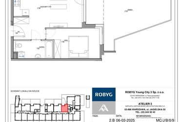 Rzut - Mieszkanie na sprzedaż 2 pokoje o powierzchni 40,43 m² - numer MC/J/B/0/9 w Modern City etap J