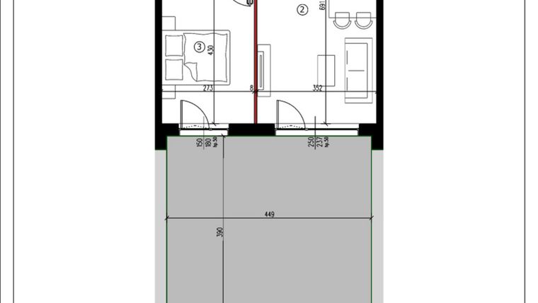 Rzut - Mieszkanie na sprzedaż 2 pokoje o powierzchni 41,66 m² - numer 2 w Andersa 3