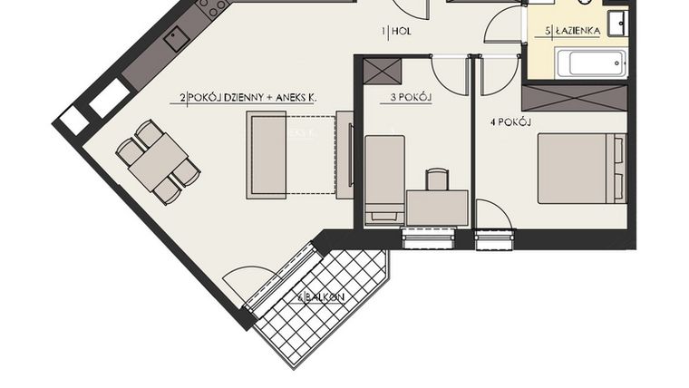 Rzut - Mieszkanie na sprzedaż 3 pokoje o powierzchni 64,98 m² - numer 88 w Osiedle Platinum III