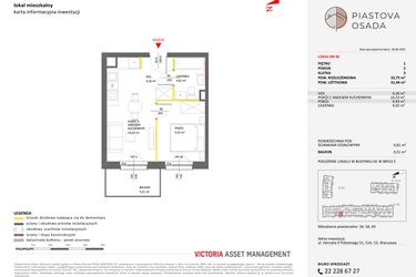 Rzut - Mieszkanie na sprzedaż 2 pokoje o powierzchni 32,75 m² - numer E.46 w Piastova Osada