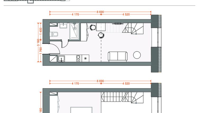 Rzut - Mieszkanie na sprzedaż 2 pokoje o powierzchni 39,64 m² - numer 96 w Legionów 102
