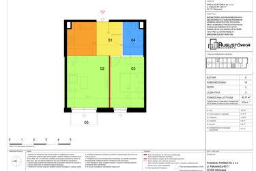 Rzut - Mieszkanie na sprzedaż 2 pokoje o powierzchni 42,37 m² - numer A18 w Augustówka Residence