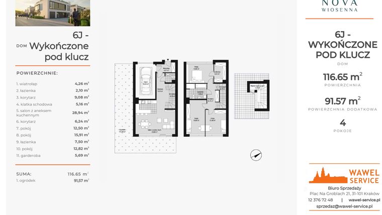 Rzut - Dom na sprzedaż 4 pokoje o powierzchni 116,65 m² - numer G1 w Nova Wiosenna
