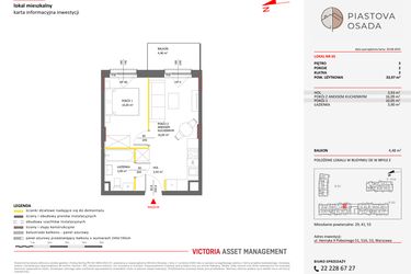 Rzut - Mieszkanie na sprzedaż 2 pokoje o powierzchni 33,97 m² - numer E.65 w Piastova Osada
