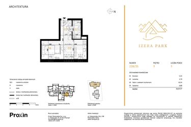 Rzut - Mieszkanie na sprzedaż 1 pokój o powierzchni 26,35 m² - numer 23B/35 w Izera Park