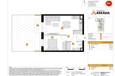 Rzut - Mieszkanie na sprzedaż 2 pokoje o powierzchni 39,12 m² - numer 9 w Osiedle Arkadia