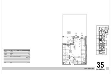 Rzut - Mieszkanie na sprzedaż 2 pokoje o powierzchni 34,91 m² - numer A.9.M.35 w Sobola Biel A9