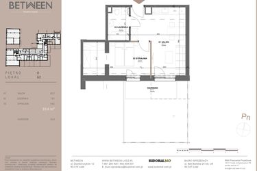 Rzut - Mieszkanie na sprzedaż 2 pokoje o powierzchni 39,4 m² - numer 62 w BETWEEN
