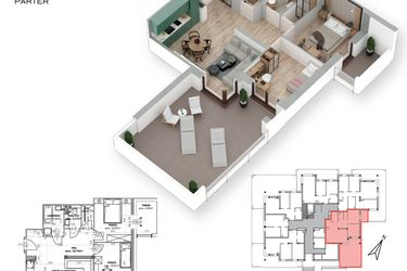 Rzut - Mieszkanie na sprzedaż 3 pokoje o powierzchni 59,36 m² - numer 6 w Villa Park - Etap III