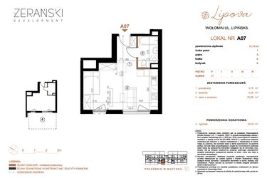 Rzut - Mieszkanie na sprzedaż 1 pokój o powierzchni 31,74 m² - numer A07 w LIPOVA