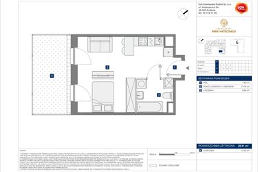 Rzut - Mieszkanie na sprzedaż 1 pokój o powierzchni 29,91 m² - numer F-2 w Apartamenty Park Matecznego Etap 2