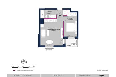 Rzut - Mieszkanie na sprzedaż 2 pokoje o powierzchni 37,24 m² - numer 104 w Moja Północna Etap III