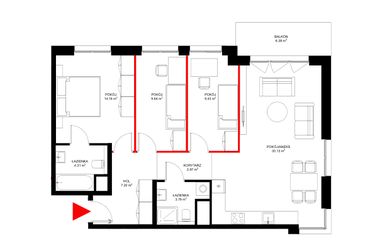 Rzut - Mieszkanie na sprzedaż 4 pokoje o powierzchni 81,93 m² - numer E.4.8 w INSPIRE ETAP IV – bud. E