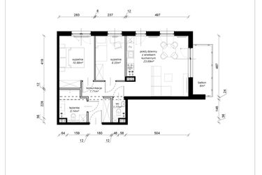 Rzut - Mieszkanie na sprzedaż 3 pokoje o powierzchni 57,61 m² - numer E.2.17.3a w Art.Teo etap 3