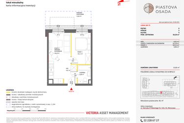 Rzut - Mieszkanie na sprzedaż 2 pokoje o powierzchni 34,2 m² - numer E.73 w Piastova Osada