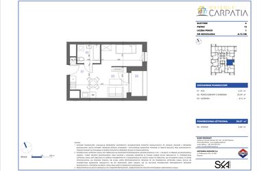 Rzut - Mieszkanie na sprzedaż 1 pokój o powierzchni 30,09 m² - numer A.12.108 w Osiedle Carpatia Etap III