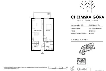 Rzut - Mieszkanie na sprzedaż 2 pokoje o powierzchni 49,24 m² - numer C-9B-M10 w Chełmska Góra