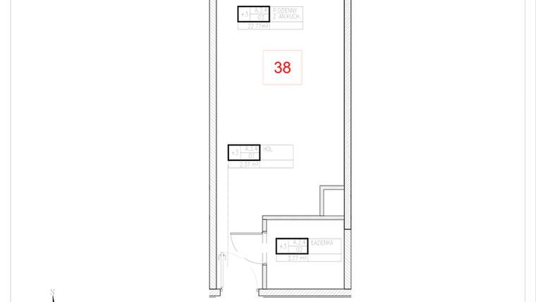 Rzut - Mieszkanie na sprzedaż 1 pokój o powierzchni 28,91 m² - numer A3-4 w Rezydencja Ogród Saski etap I i II