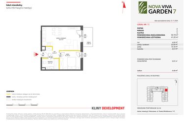 Rzut - Mieszkanie na sprzedaż 2 pokoje o powierzchni 42,19 m² - numer 72 w Nova Viva Garden 7