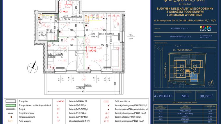 Rzut - Mieszkanie na sprzedaż 2 pokoje o powierzchni 38,77 m² - numer 18 w Revita 21 by Hvile Park